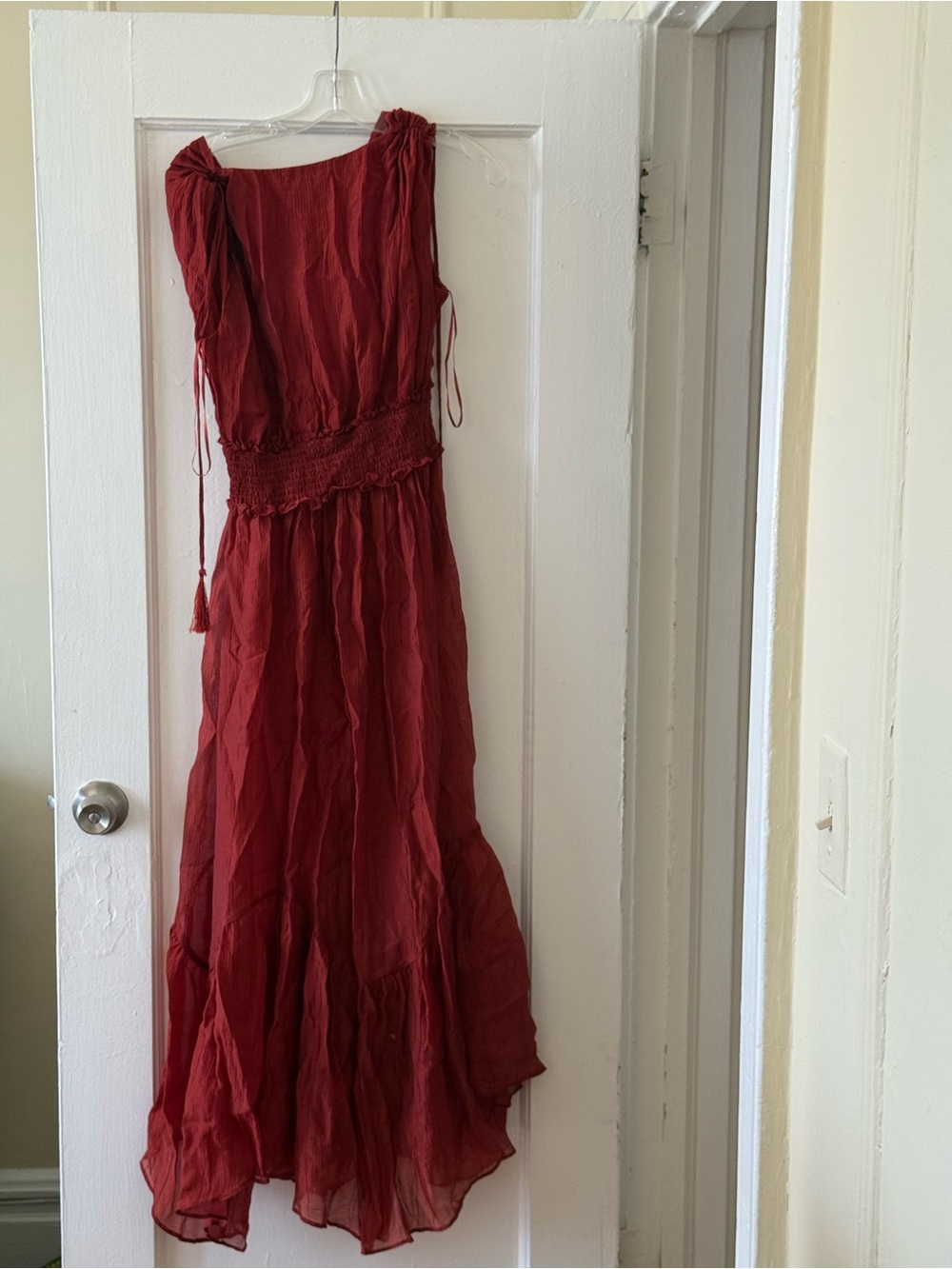 Taylor Crimson Sleeveless V-Neck Tiered Maxi Dress - Picture 2 of 2
